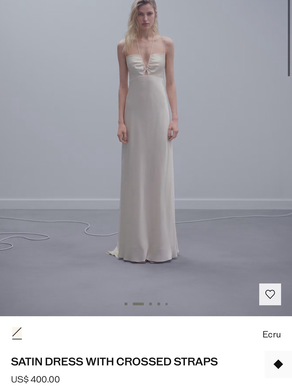 Mango Ecru Slip Maxi Dress with Front Twist